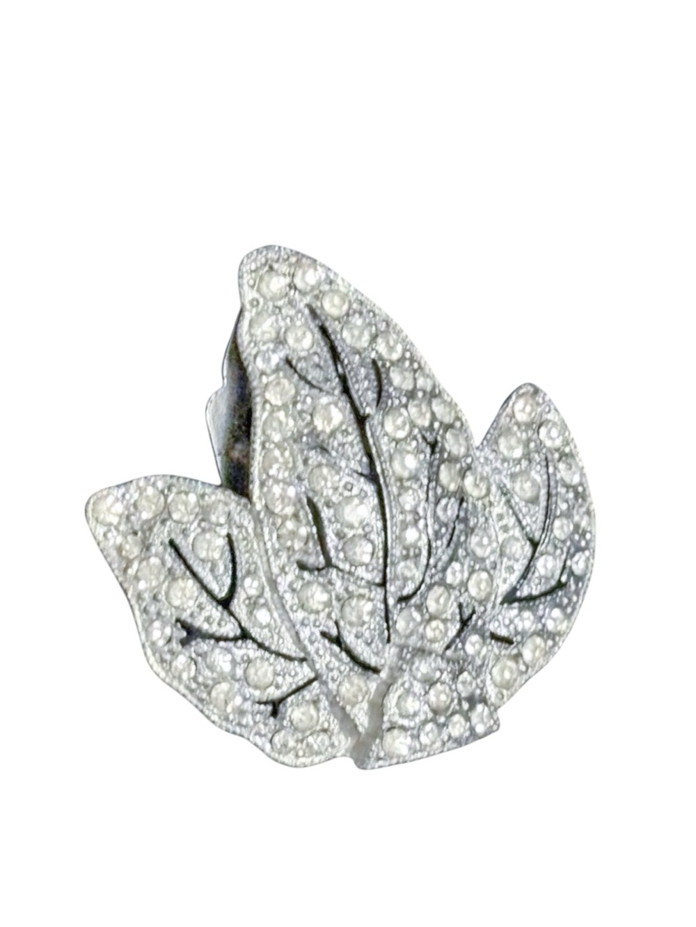 Antique/Vintage 1930-40s Art Deco Paste Leaf Dress Clip/Brooch